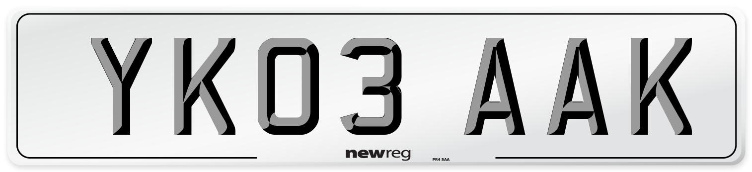 YK03 AAK Number Plate from New Reg